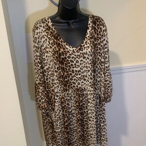 Leopard Print V-Neck Dress